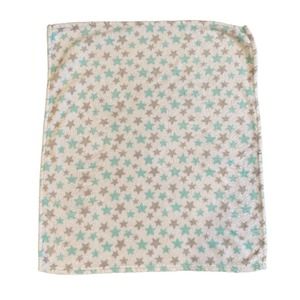 Baby Gear BG Star Blanket White Gray Aqua Teal Blue Fleece Unise Lovey HTF